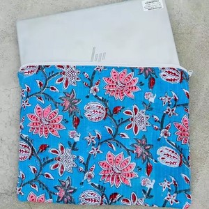 Floral Pattern <b>Laptop</b> Sleeve Blue Pink Red Textile Protective Cover for <b>Laptops</b> Casual Style Zipper Closure - Product Image 1