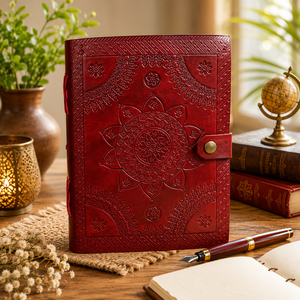 Vintage Mandala <b>Diary</b> with Snap Closure, Vintage Handmade Leather Journal <b>Notebook</b> Travel Writing Journal, Sketch <b>Notebook</b> - Product Image 1