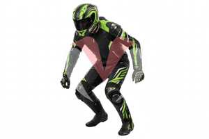 Ensemble veste et pantalon de moto en cuir noir et vert pour homme, coupe-vent, équipement de course - Product Image 4
