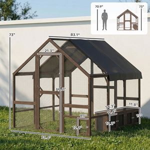 Gallinero de madera grande para 8-10 gallinas con corral interior, cubierta impermeable, nidos y perchas - Product Image 2