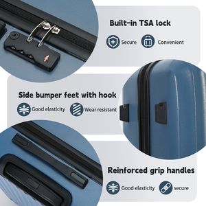 Set di Valigie Rigide da Viaggio in 3 Pezzi con Doppie Ruote Girevoli e Serratura TSA, Valigie con Ruote di Grande Capacità per Viaggi in Famiglia - Product Image 6