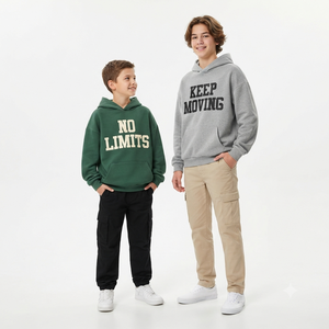 Sweat à capuche en molleton de coton pour garçons, pull décontracté pour enfants, haut à capuche doux et confortable, vêtement d'hiver tendance - Product Image 3