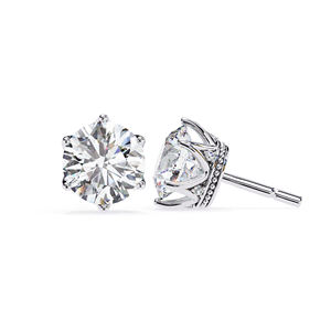 Boucles d'oreilles clous en moissanite ronde de 7 mm, 2,5 carats au total, en or massif 10 carats, alternative au diamant brillant, boucles d'oreilles couronne - Product Image 4