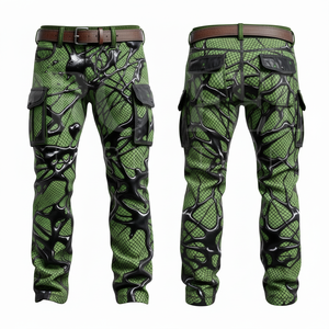 Customized Sublimation Mesh Design <b>Cargo</b> Pants <b>Men</b> Fashionable Trendy Straight Fitted Streetwear Multi Pocket High Waist Pants - Product Image 5