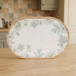 Elegante bandeja de servicio de madera floral Botánica para fiestas de cocina decoración del hogar regalo de acento - Product Image 1