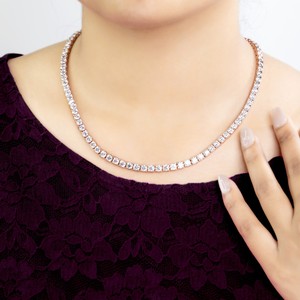Collier en Zircon Or Rose et Argent pour Femme, Ensemble de Bijoux de Mariage de Luxe, Sertissage à Griffes Coupe Poire, Plaqué Rhodium, Cadeau Classique - Product Image 4