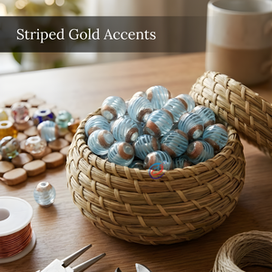 Perles ovales en verre soufflé de luxe, motif tourbillon turquoise |   Bracelets et colliers en perles de verre artisanales 13x18mm pour projets de bijoux DIY EXCEL - Product Image 6