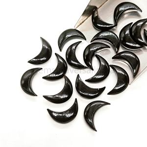 ลูกปัดหินออนิกซ์สีดำธรรมชาติรูปทรงพระจันทร์ขัดเรียบ ขนาด 18 มม. หินหลวมสำหรับทำเครื่องประดับ คริสตัลแกะสลัก ขายส่ง - Product Image 2