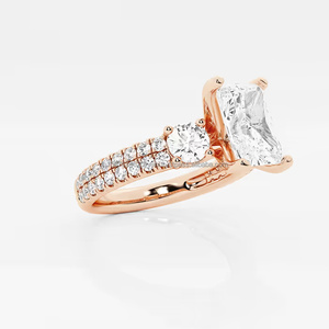 Bague IGI/GIA élégante en or blanc 14 carats créée par un long coussin en laboratoire cadeau de fiançailles/mariage vintage de luxe anniversaires cultivés en laboratoire - Product Image 5