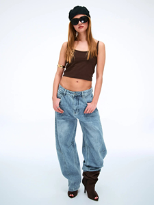 Camiseta Corta de Tirantes para Mujer, 100% Algodón, Cuello Redondo, Tirantes Finos, Top Corto Liso con Logotipo Personalizado, Moda Urbana Y2K - Product Image 4