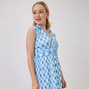 Elegante Vestido Midi de Seda con Volantes para Mujer, para Eventos Formales, Personalizable en Color y Diseño de Tela, Hecho en India - Product Image 1