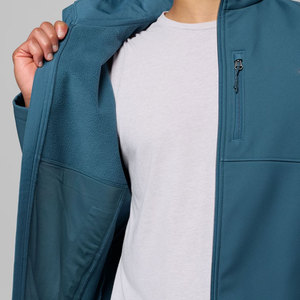 Chaqueta de Forro Polar Azul para Hombre, Cuello Alto, Cierre de Cremallera, Resistente al Viento, Informal, para Otoño, Corte Regular, Color Sólido, Material de Poliéster - Product Image 5