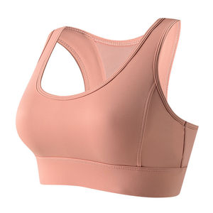 Soutien-gorge de sport dos nageur pour femme, maintien élevé, col en U, blanc uni avec bordure vert citron contrastant, en modal, pour le yoga - Product Image 3