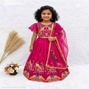 Georgette pesado con bordado de 5mm con motivos de pavo real, Lehenga, Blusa de manga corta y Dupatta. Compra en línea India. - Product Image 1