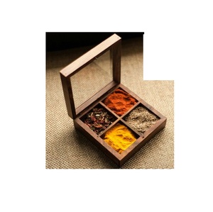 Caja de madera multiusos para guardar especias indias, frutos secos, hierbas y condimentos en la cocina. - Product Image 6