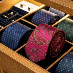 Hot Pink Paisley Silk Tie for Men | Elegant Woven | Necktie Formal Business | <b>Wedding</b> Party Gift Stylish | Premium <b>Accessory</b> - Product Image 4