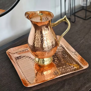 Metal Drinkware Copper Hammered <b>Water</b> <b>Kettles</b> Tumblers Set Copper Pitcher Embrace Health Benefits with Premium Copper Pitcher - Product Image 1