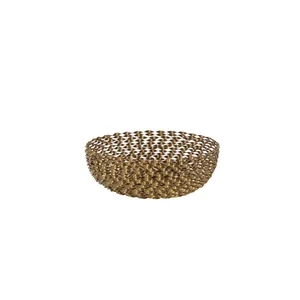 <b>Large</b> Metal Contemporary Handmade Decorative Bowl Plant Pattern Luxury Statement Centerpiece Premium Disposable Party Decor - Product Image 1