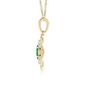 New Designer 14K <b>Solid</b> <b>Gold</b> Natural Emerald Vintage Style Diamond Clover <b>Pendant</b> Classic Fine Jewellery Anniversary - Product Image 3