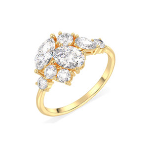 Anillo REYES Personalizable de Oro Amarillo de 14K con Múltiples Piedras de Moissanita, Regalo de Cumpleaños o Boda, Joyería Fina para Mujer - Product Image 1