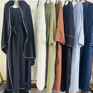 Nouvel ensemble Abaya musulmane de Dubaï, dernier design, couleur unie, 3 pièces avec hijab, Abaya femme, Kaftan en crêpe, Khimar, ensembles Abaya musulmanes pour femmes - Product Image 6