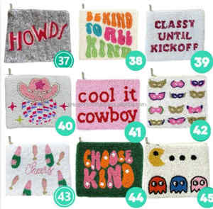 Monedero con Cuentas de Semillas y Eslogan, Monedero con Cremallera Bordado a Mano Hunky Dory, Bolso de Mano con Texto Personalizado, Unisex, Hecho a Mano, Estilo Hip Hop, Ecológico - Product Image 6