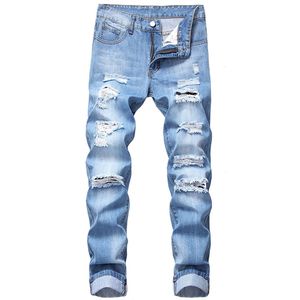 New Hot Sale Wholesale Men's Cotton Vintage Slim Fit Ripped Denim <b>Jeans</b> Quick Dry Breathable Casual Wear - Product Image 1