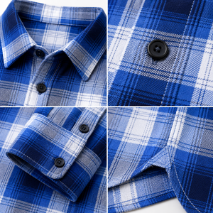 Plaid Shirt Men's Custom Best Quality Spring and Autumn Men's <b>Flannel</b> Warm Shirt Fashion Casual Shirt - Product Image 4