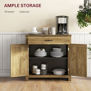 Contemporary Farmhouse <b>Sideboard</b> <b>Kitchen</b> Buffet <b>Cabinet</b> Barn Doors Drawer Adjustable Shelf Natural Wood for Villa Application - Product Image 4