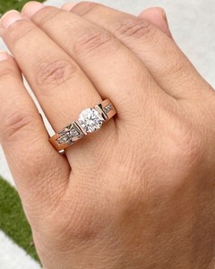 0.50CT Round Cut Diamond Wide Band <b>Ring</b> Solitaire Lab Grown 14K Yellow <b>Gold</b> For Unisex Birthdays Wishes Gift For Mom <b>Dad</b> - Product Image 4