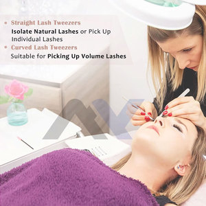Pince à cils en acier inoxydable pour extensions de cils, couleur or rose, avec logo personnalisé, lot de 2 pièces, vente en gros - Product Image 6