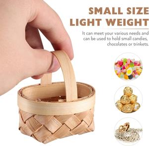 Mini paniers-cadeaux en bois tissés à la main avec poignée, paniers de pique-nique décoratifs pour bonbons, chocolat et cadeaux, mariage et fête, miniature - Product Image 2