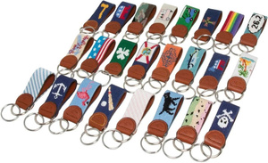 Wholesale Custom Rainbow Needlepoint Leather Aluminum Keychain Handmade Woven Fabric <b>Loop</b> <b>Key</b> <b>Ring</b> Sports Luxury Pride Gift - Product Image 5