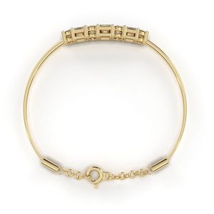 Elegante Brazalete de Oro Amarillo de 14K con Diamante Cultivado en Laboratorio, Corte Princesa Redondo, Cadena Ajustable, Certificado IGI, Engaste de Puntas, para Mujer - Product Image 5