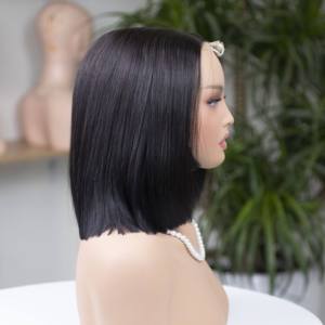 Perruque Bob Courte Droite avec Dentelle Frontale, Noire Naturelle, Sans Colle, 100% Cheveux Humains Vietnamiens - Product Image 4