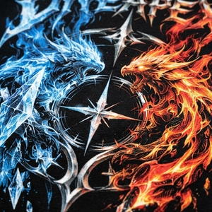 Men's <b>Black</b> <b>Hoodie</b> Ice Fire Dragon Print Oversized Streetwear Sweatshirt Cotton Pullover Custom Embroidery <b>Hoodie</b> Wholesale - Product Image 6