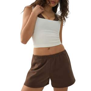 Shorts de détente en molleton de coton pour femmes, taille haute, avec cordon de serrage, décontractés, pour l'été, OEM, marque privée, vente en gros - Product Image 2