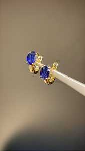Blue Sapphire Sterling <b>Silver</b> Drop Earrings Bezel Setting Gold Plated September Birthstone Women's Jewelry for Party Occasions - Product Image 4