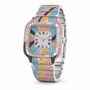Luxury Women's Rectangular Stainless Steel <b>Watch</b> Analog Quartz <b>Diamond</b> Bracelet Multicolor Crystal Dial - Product Image 1
