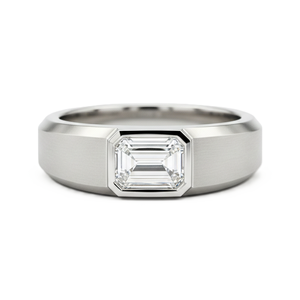 แหวนเพชรเม็ดเดี่ยวสี DEF ความใส VS VVS แบบ Emerald Lab Grown ตัวเรือนทองคำแท้ 14K 18K ขอบหนา แหวนแต่งงานสั่งทำพิเศษ - Product Image 3