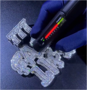 Pendentif Hip Hop Moissanite Iced Out Charms VVS en Argent 925, Deux Rangées de 8 Lettres Personnalisées, pour Hommes et Femmes - Product Image 3