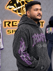 Sweat à capuche unisexe personnalisé, effet délavé, avec applique en strass, motif graphique streetwear, en polaire épaisse d'hiver, écologique, avec lettrage - Product Image 4