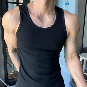 Rib Tank Top High Quality Custom Muscle Fitted Cotton Ribbed Tank Top <b>Men</b> Gym Workout Streetwear Sleeveless T-Shirt Custom - Product Image 4