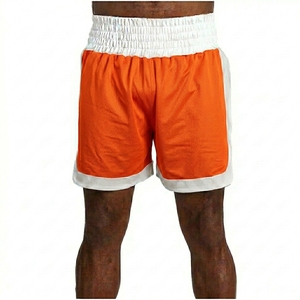 Quick Dry Breathable MMA Compression Shorts Front Logo Men's Boxing Gray White Elastic Waist 220g Kickboxing Fight Shorts - Product Image 6