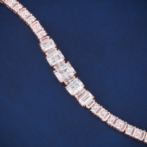 A Rose gold Emerald diamonds 14kt solid white gold rose gold plated lab diamonds tennis unisex <b>bracelet</b> premium look best prongs - Product Image 6