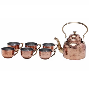 Juego de café vintage de cobre puro con acabado pulido para restaurante, hogar y hotel, juego de té metálico para cocina. - Product Image 2