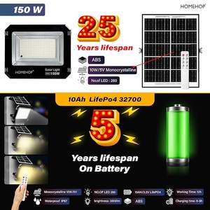 Homehop - Lámpara Solar LED de 150 W para Exteriores, Impermeable, Inalámbrica, para Hogar, Jardín y Patio (3 Colores) - Product Image 4