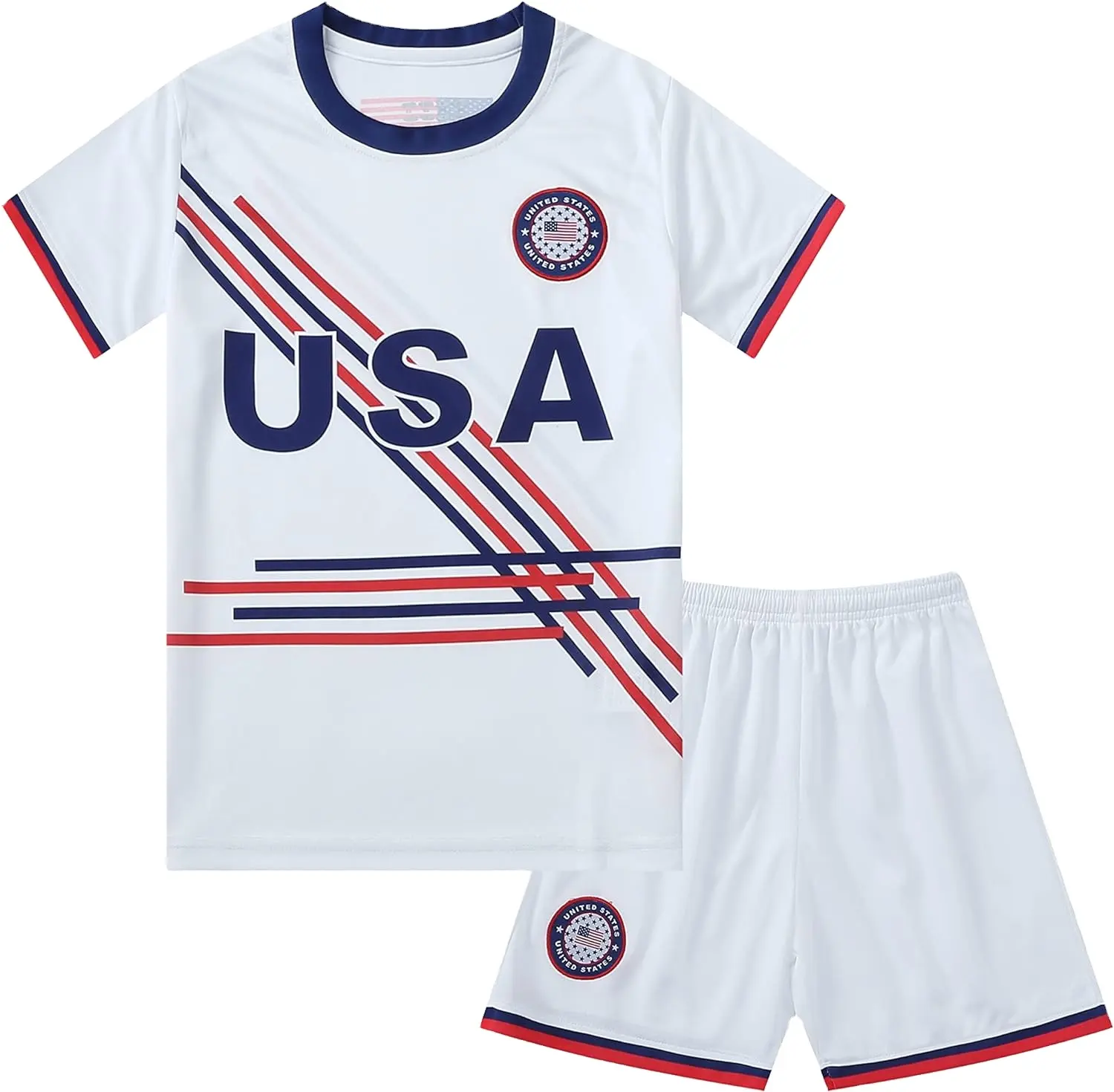 ชุดเสื้อกีฬาบาสเก็ตบอลสำหรับเด็กชายและเยาวชนทีม USA แชมป์โลกสหรัฐอเมริกา
