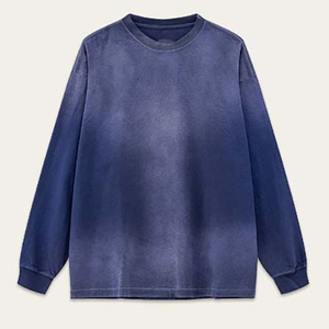 Hot Selling 100% Cotton Acid Washed Sweatshirt High Street Casual Style Pullover Men's Sweatshirt Cotton Sweaters Basics Wear - Product Image 3
