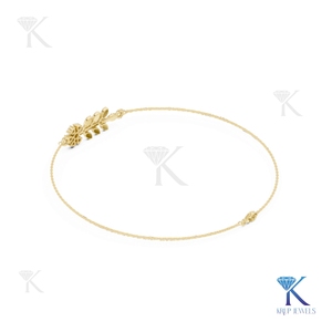 Lab Grown Diamond Floral Leaf Chain <b>Bracelet</b> 14K 18K <b>Solid</b> Gold Fine Women Minimalist Dainty Olive Branch Jewelry Manufacturer - Product Image 6